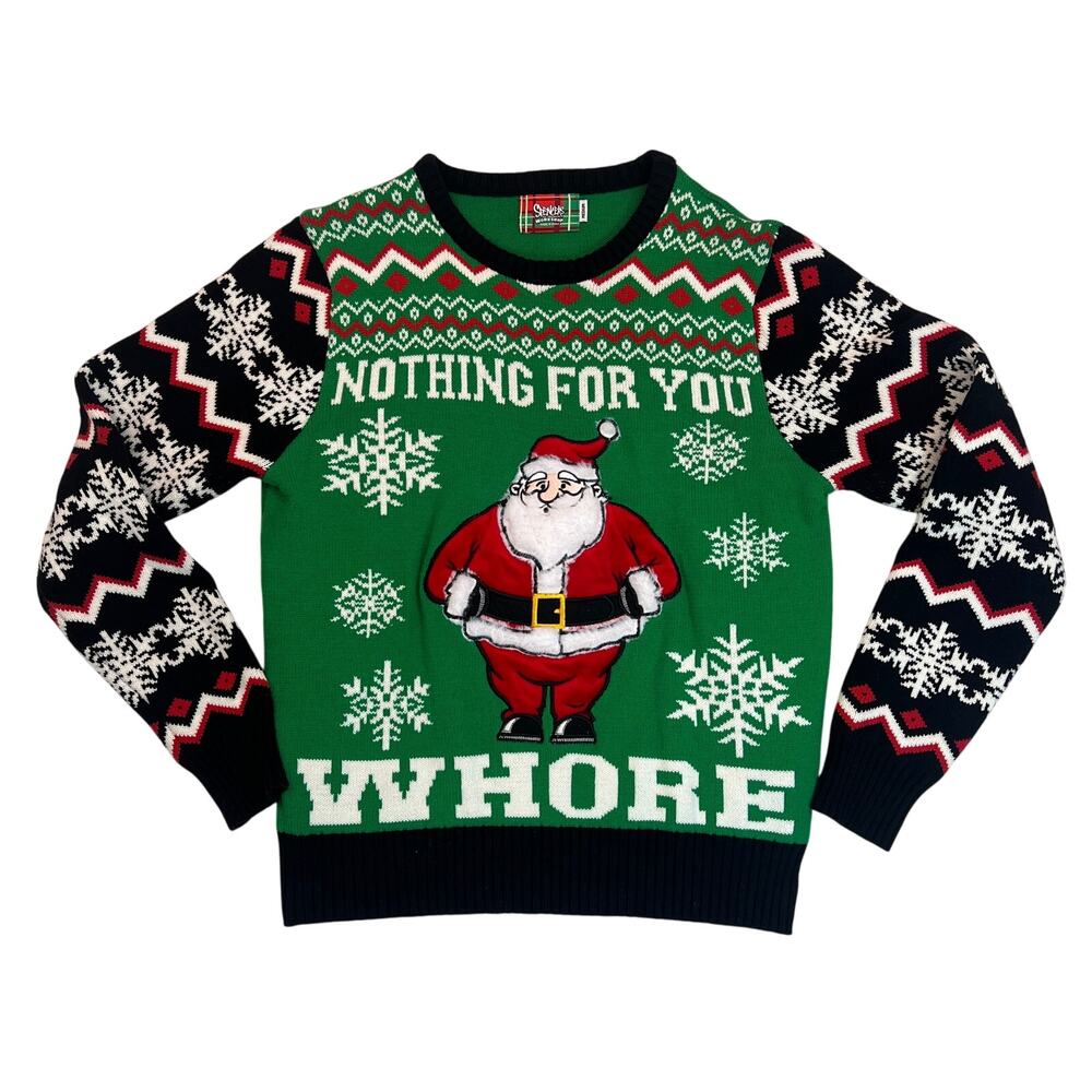 Ugly Crude Funny Christmas Sweater Santa Sz Medium Spencer's Gifts